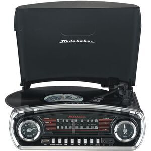 Studebaker SB6057B Retro Turntable 3 Speed AM/FM Radio Bluetooth Receiver